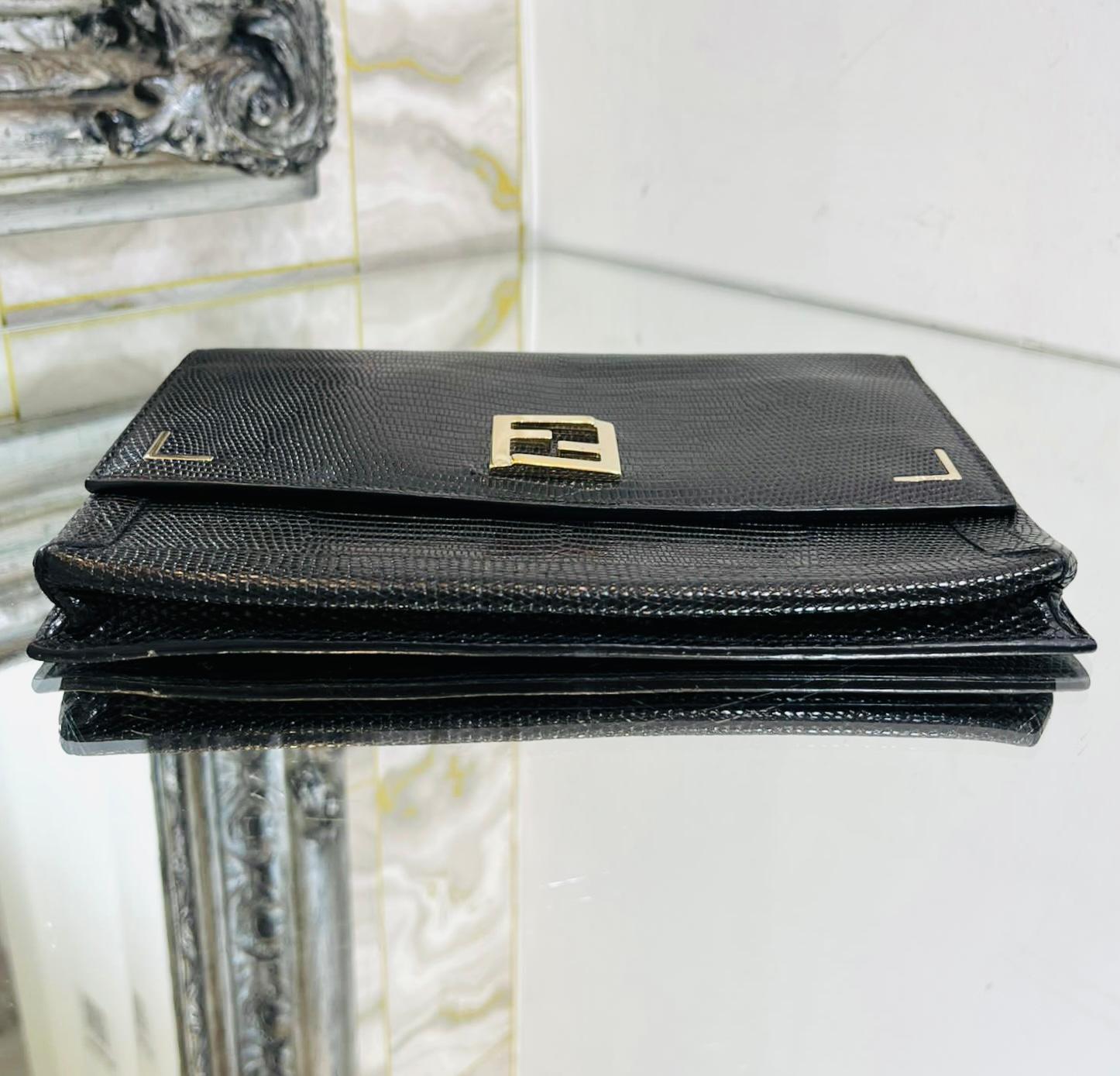 Fendi Lizard Embossed Leather Wallet/Bag On Chain In Fair Condition For Sale In London, GB