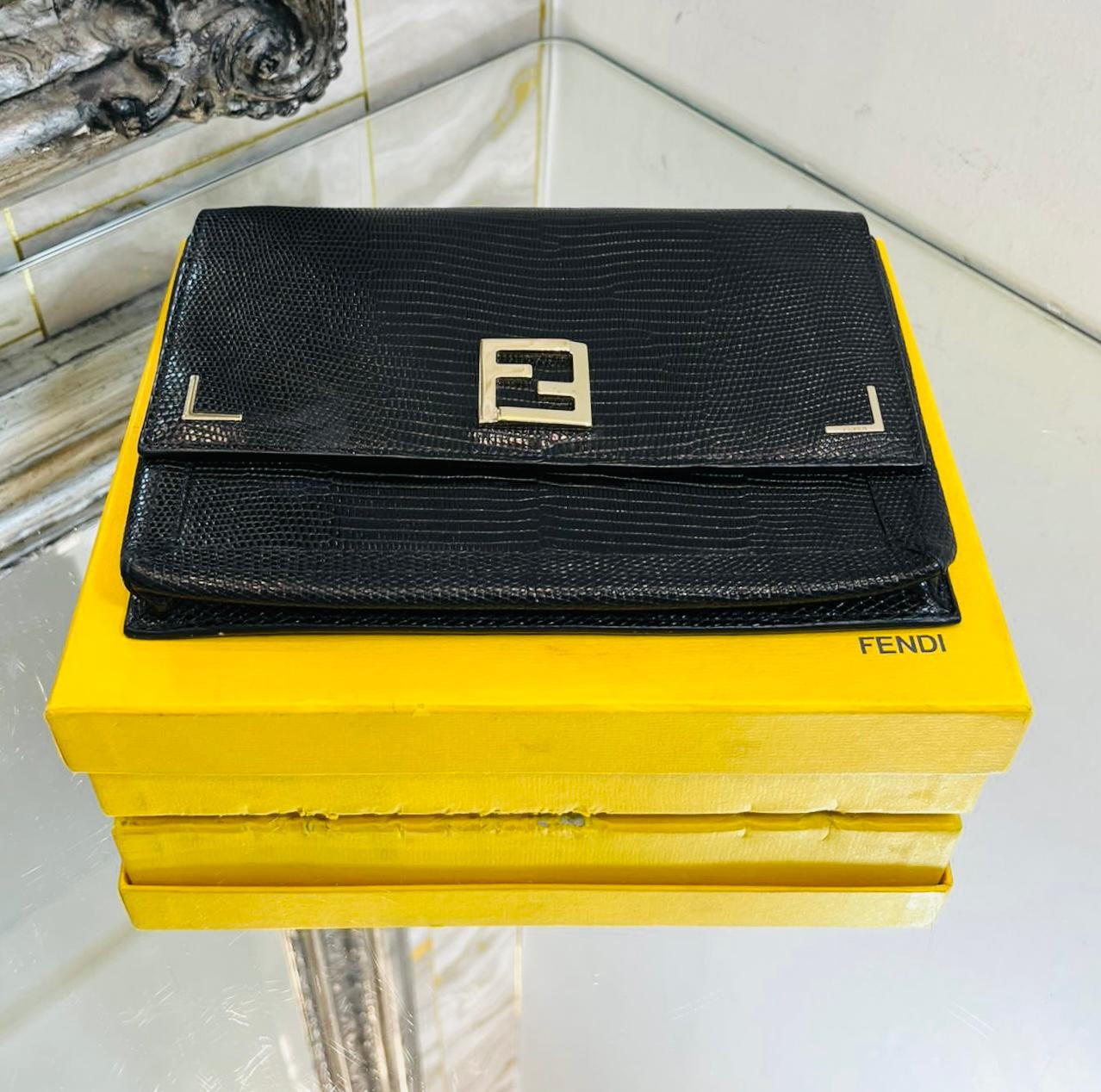 Fendi Lizard Embossed Leather Wallet/Bag On Chain For Sale 1