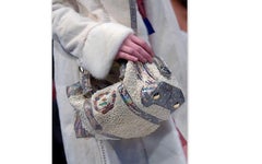 Fendi Lizard Squirrel And Faux Pearls Embellished Handbag  Fall 2005