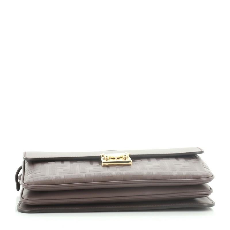 Fendi Logo Clutch Embossed Leather In Good Condition In NY, NY