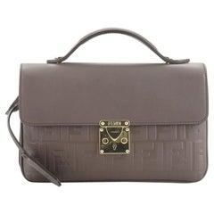 Fendi Logo Clutch Embossed Leather