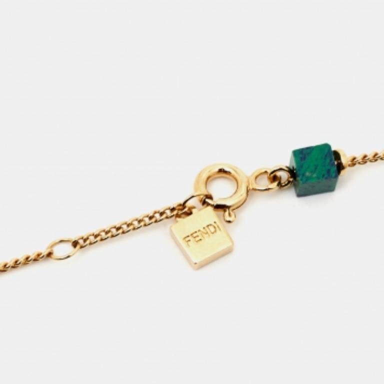 Fendi Logo Composite Gold Tone Necklace In Excellent Condition For Sale In Dubai, Al Qouz 2