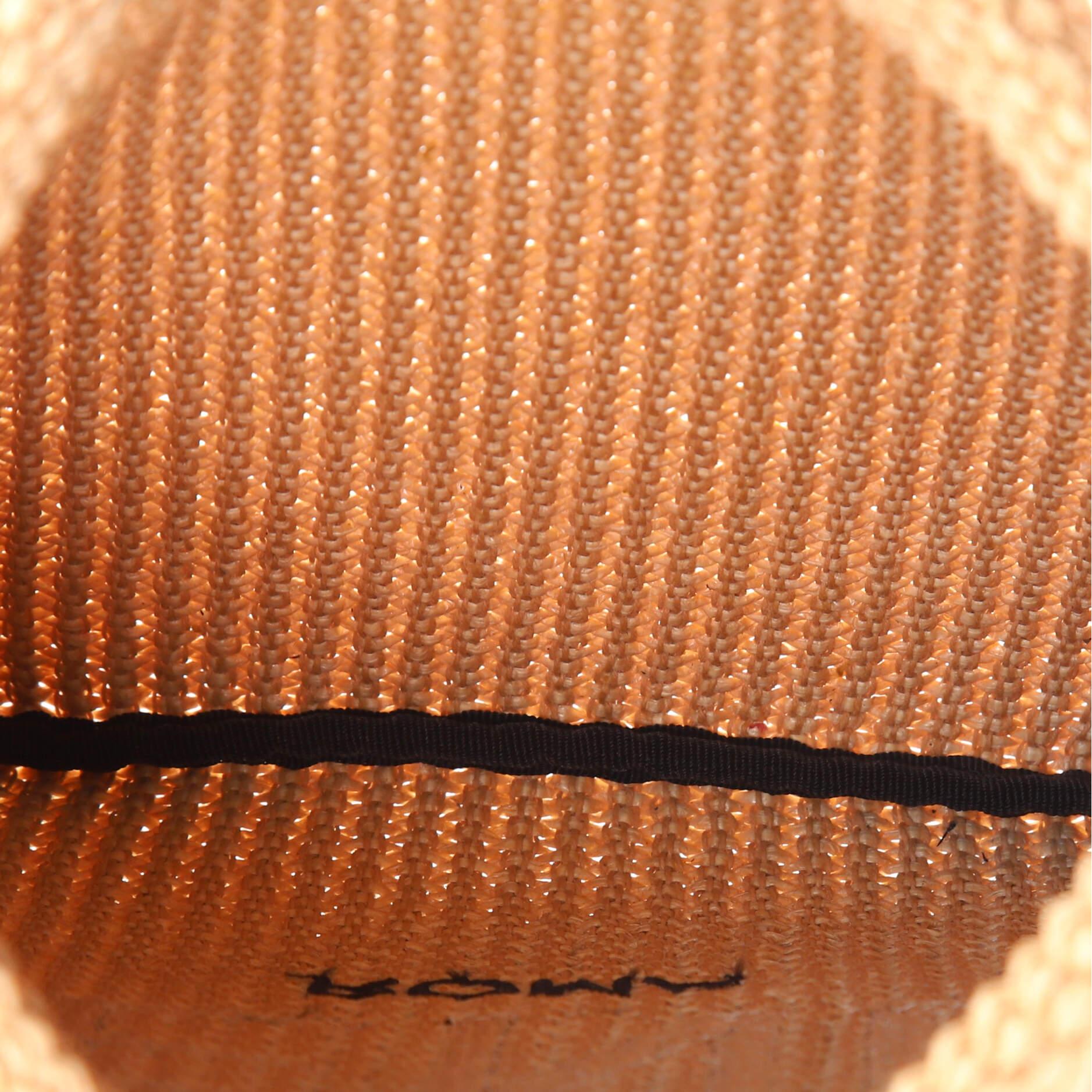 Women's or Men's Fendi Logo Drawstring Bag Raffia with Leather