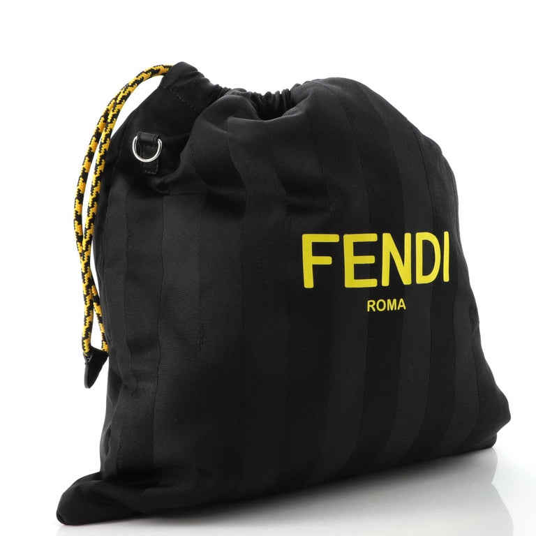 Fendi Logo Drawstring Shoulder Bag Striped Nylon For Sale at 1stDibs