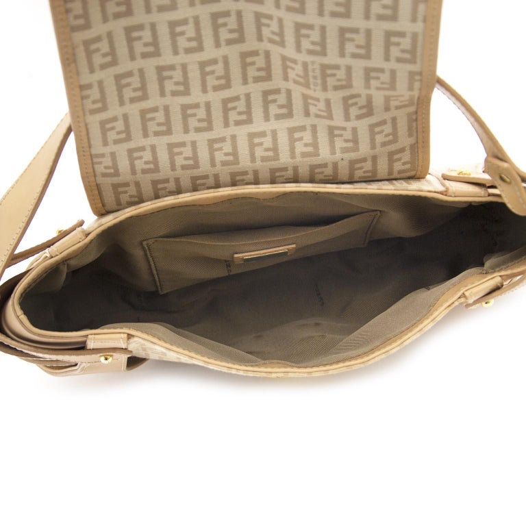 Fendi Logo Fabric and Tan Leather Baguette Bag at 1stDibs tan fendi
