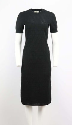 Fendi Logo Jacquard Stretch Knit Midi Dress IT 42 UK 10