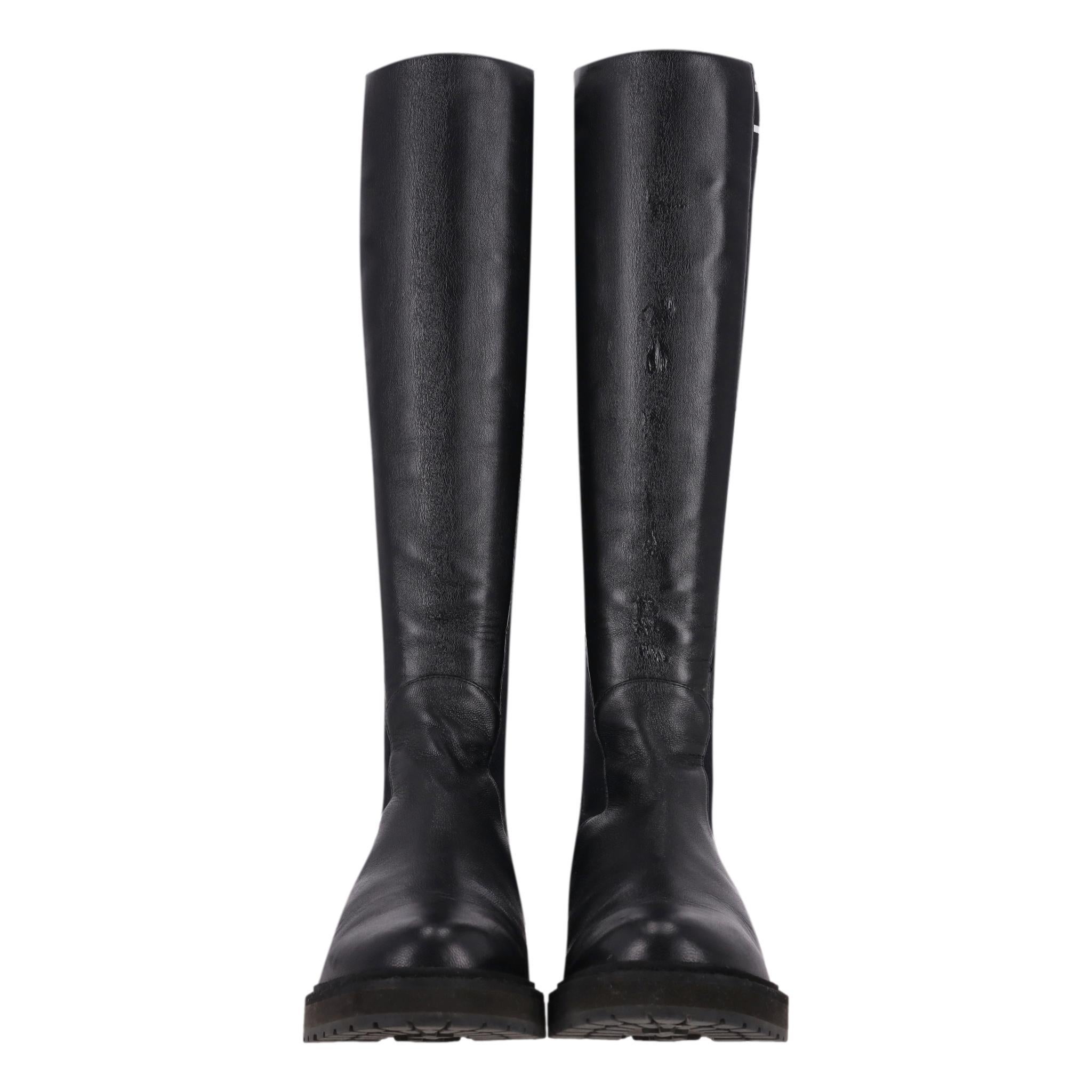 Black Fendi Logo Leather Knee Sock Boots For Sale