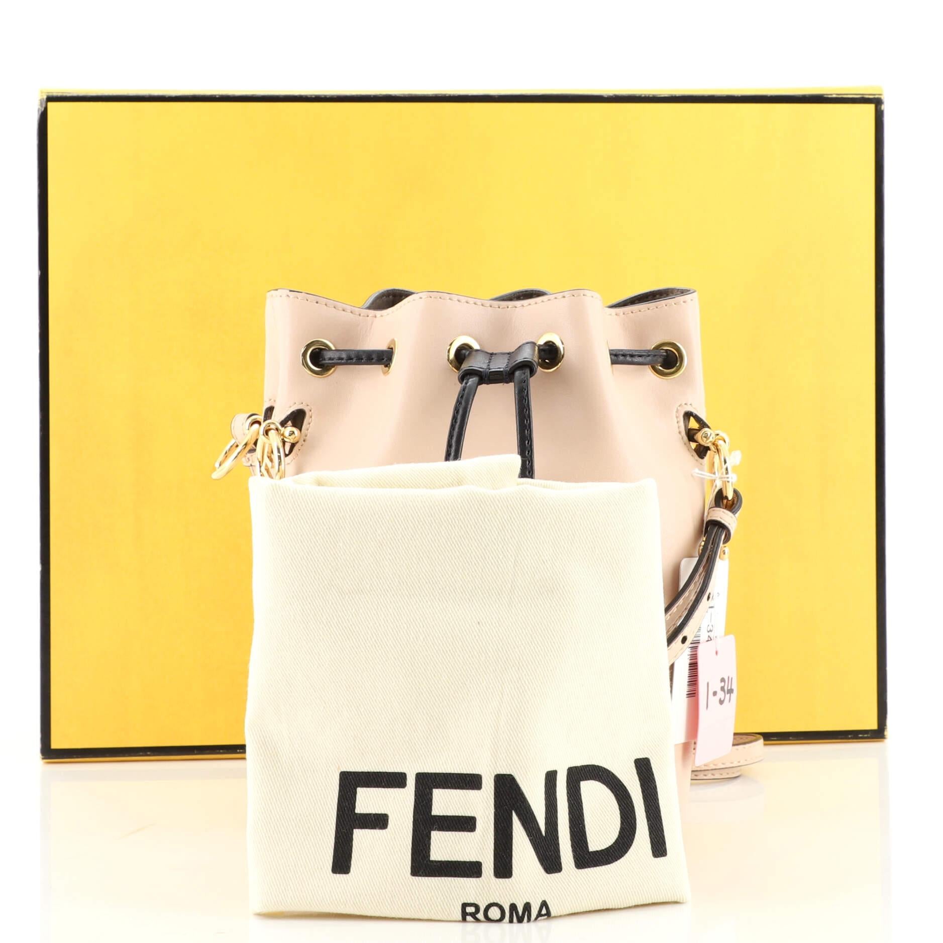 Fendi Mini Mon Tresor Bucket Bag In Fendi Roma Capsule Leather Black/White