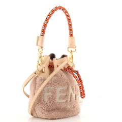 Fendi Logo Mon Tresor Bucket Bag Printed Shearling with Leather Mini