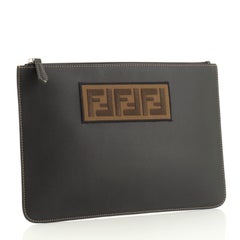 Fendi Logo Pouch Leather Medium
