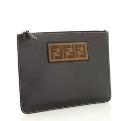 Fendi  Logo Pouch Leather Medium