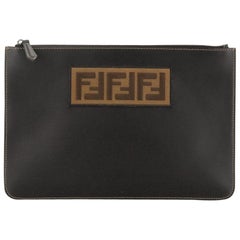 Fendi  Logo Pouch Leather Medium