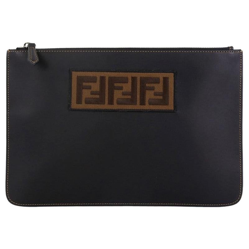 Fendi Logo Pouch Leather Medium