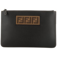 Fendi Logo Pouch Leather Medium 