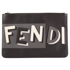 Fendi Logo Pouch Leather Medium