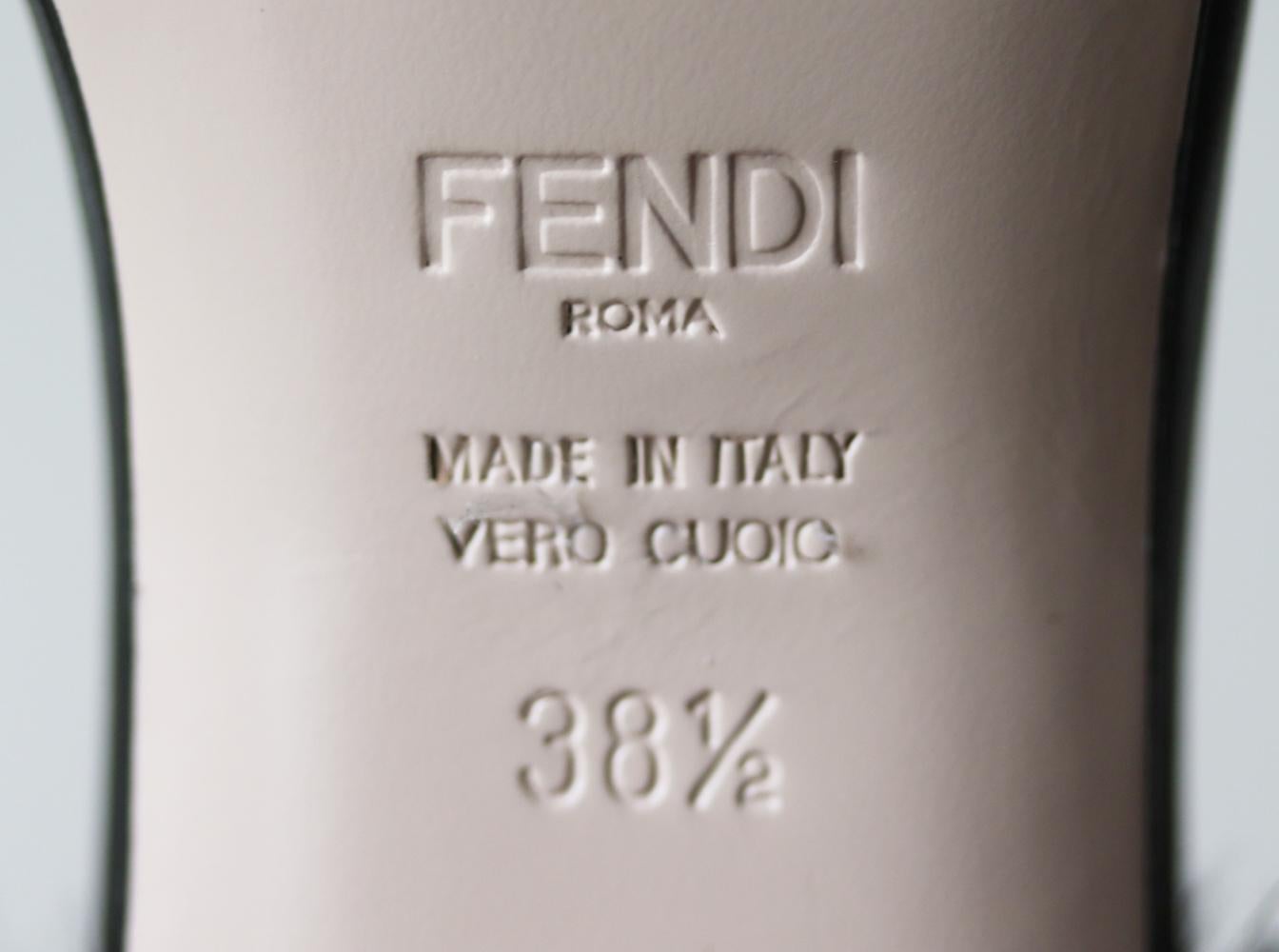 Fendi Logo-Print Mink-Fur and Leather Sandals  In New Condition In London, GB