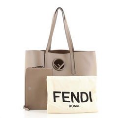 Fendi Logo Shopper Tote Leather