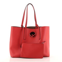 Fendi Logo Shopper Tote Leather