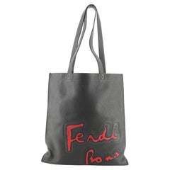 Fendi Logo Shopper Tote Printed Leather
