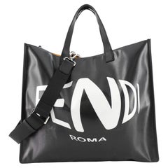 Fendi Logo Shopper Tote Vertigo Coated Canvas Large
