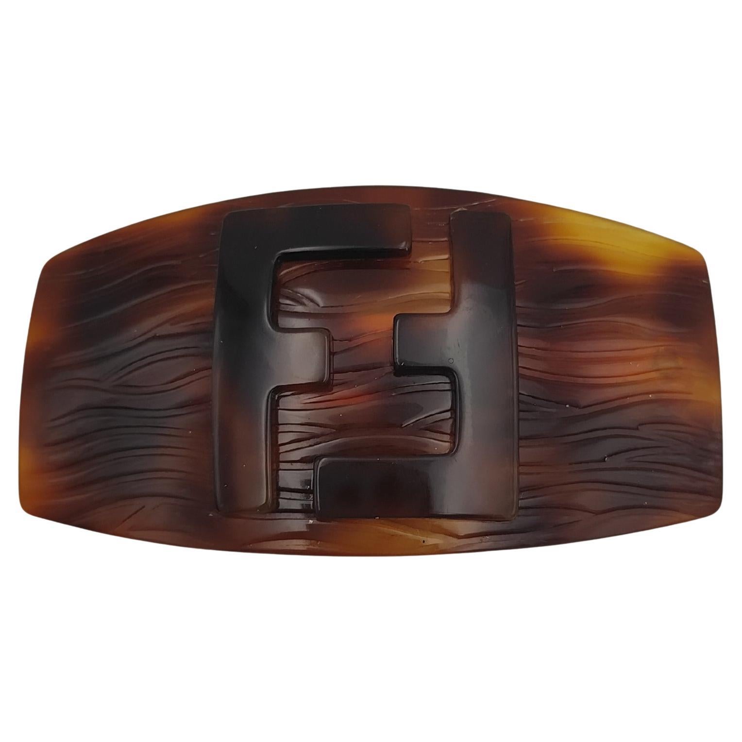 Fendi logo tortoiseshell print hair clip