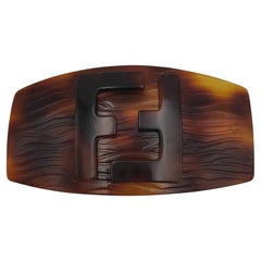Fendi Logo Schildkrötenpanzerdruck Haarclip mit Logo