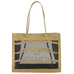 Fendi Logo Tote Embroidered Mesh and Coated Canvas Medium