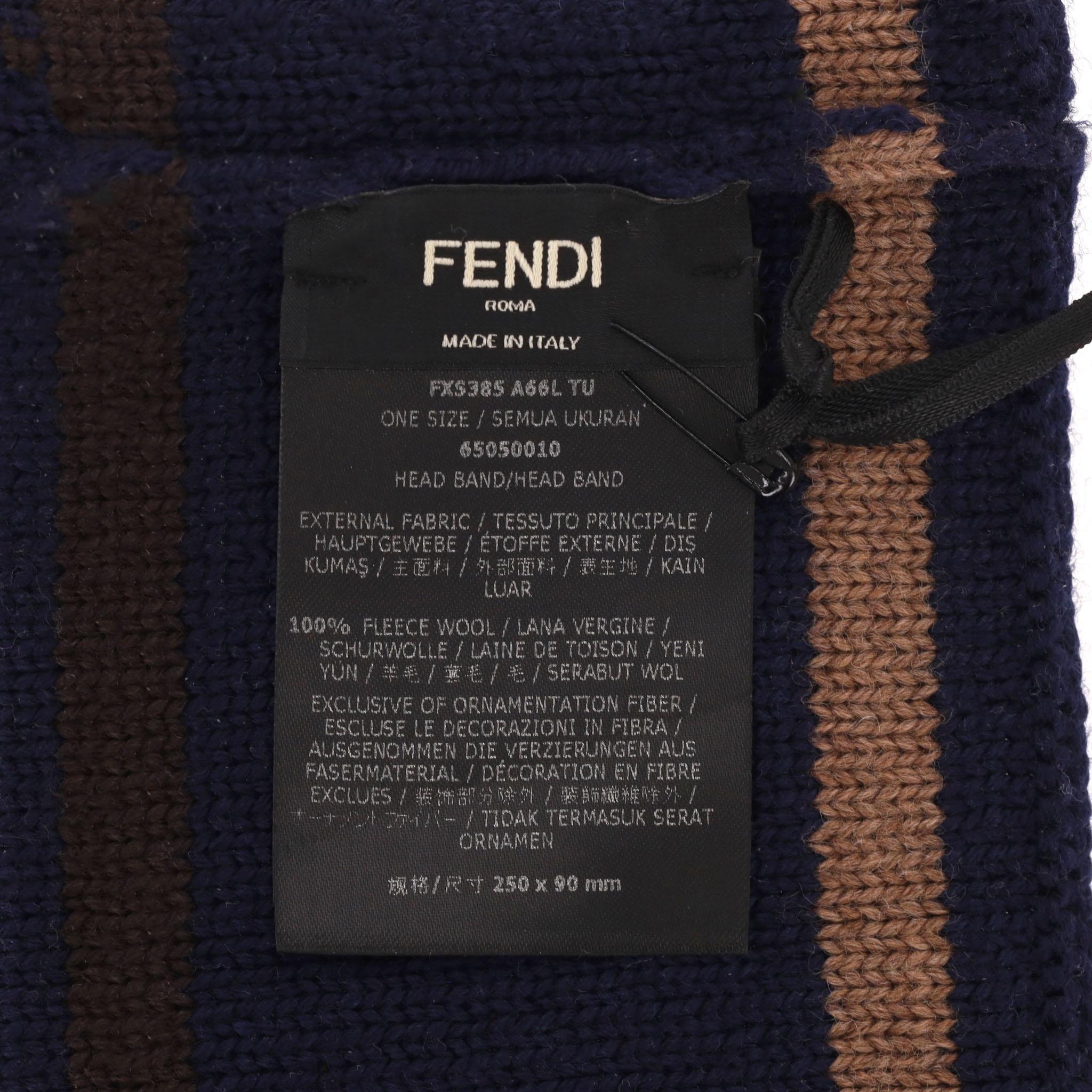 Uomo Fascia per capelli con logo di Fendi in lana con insetti in vendita