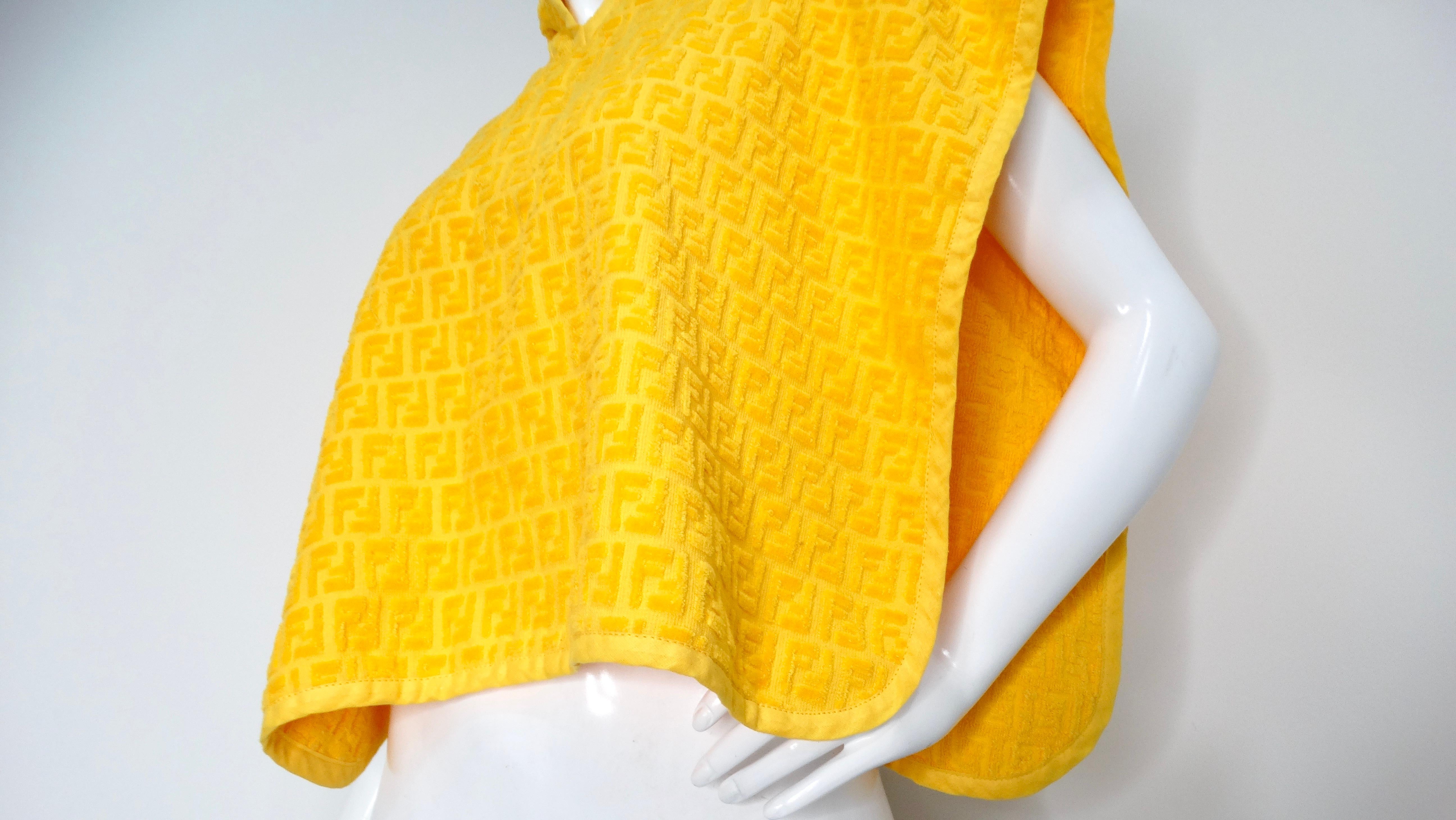 Women's or Men's Fendi Logo Yellow Terrycloth Poncho For Sale