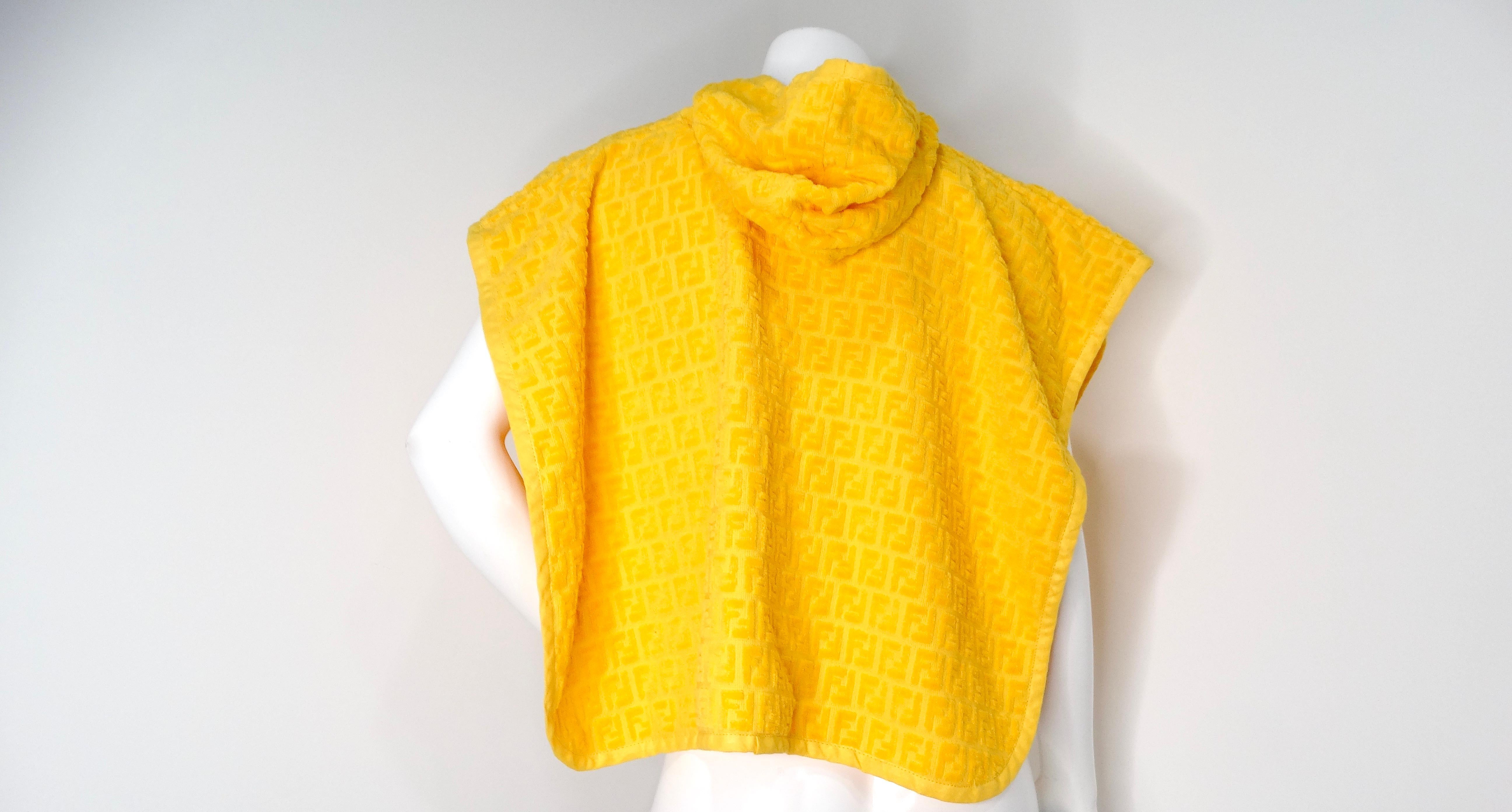 Fendi Logo Yellow Terrycloth Poncho For Sale 1