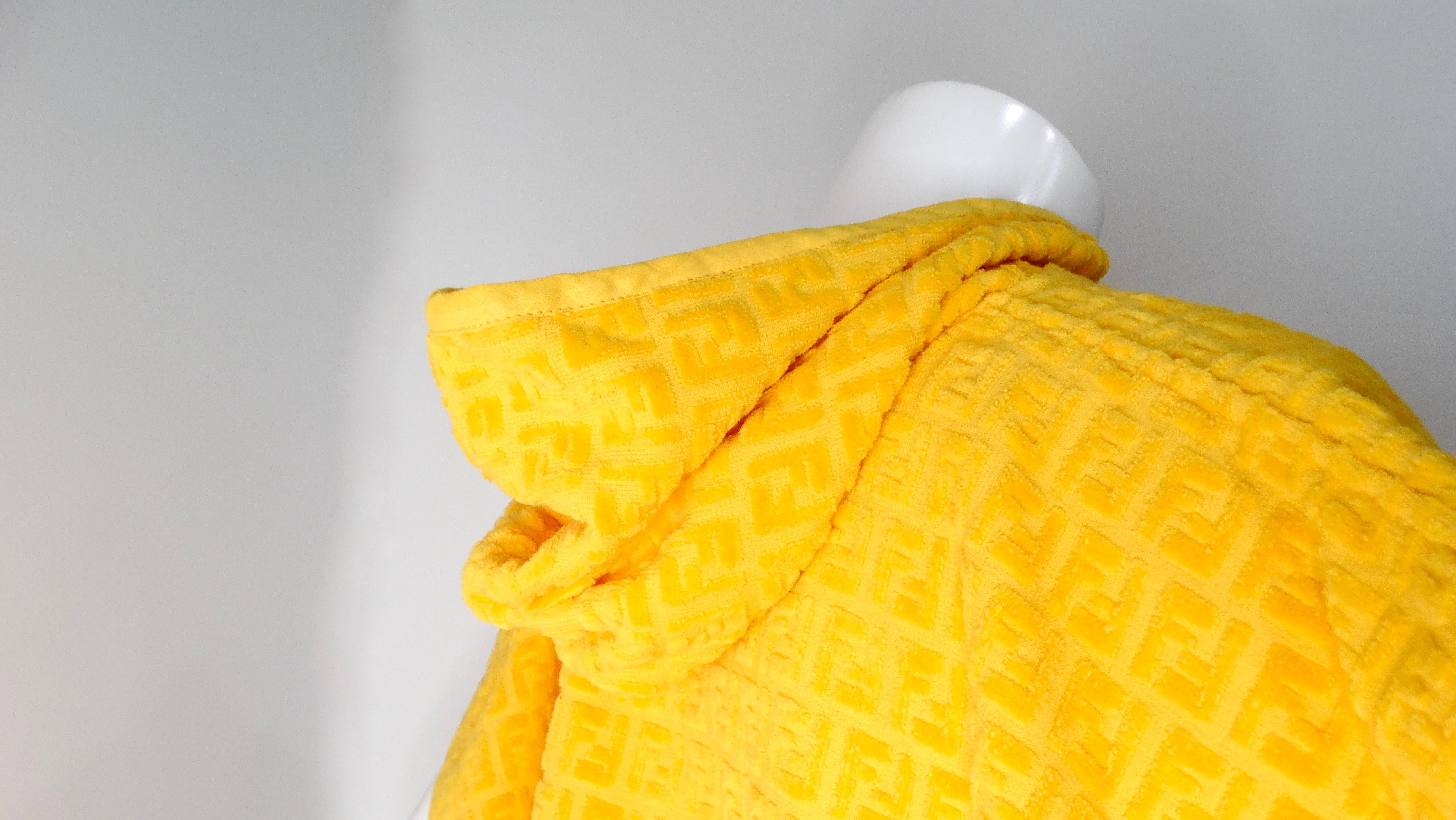 Fendi Logo Yellow Terrycloth Poncho For Sale 2
