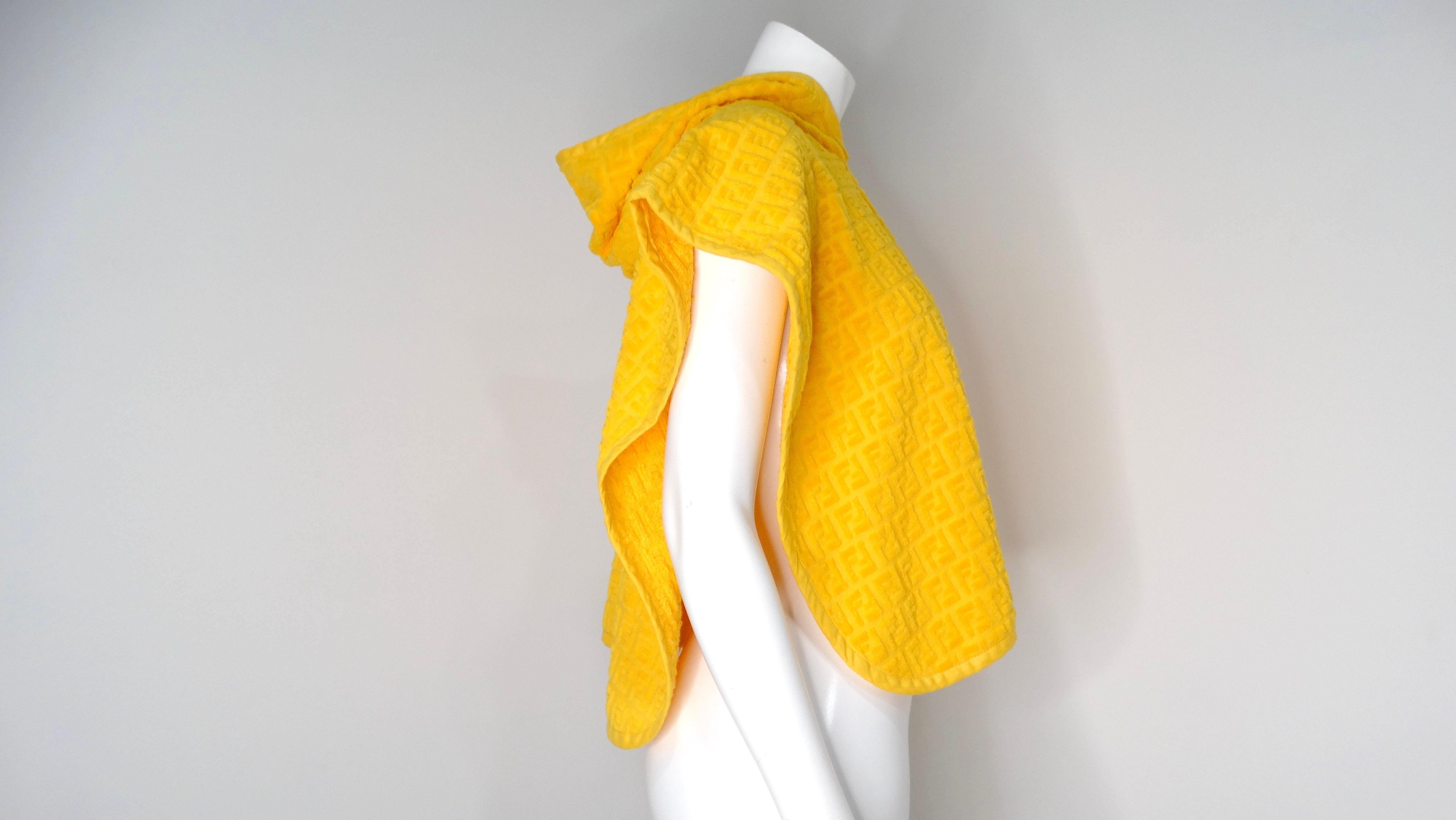 Fendi Logo Yellow Terrycloth Poncho For Sale 3