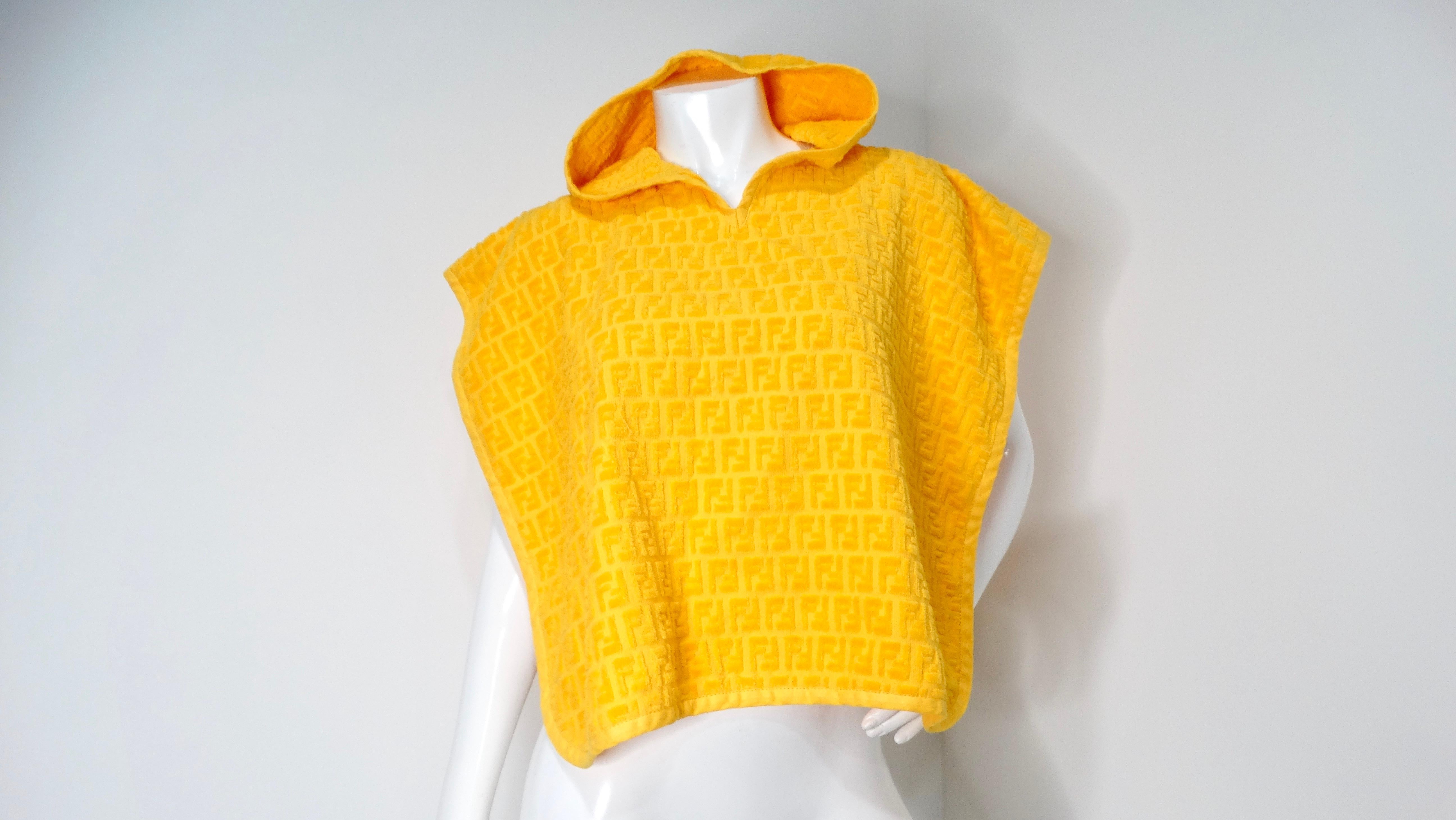 Fendi Logo Yellow Terrycloth Poncho For Sale 4