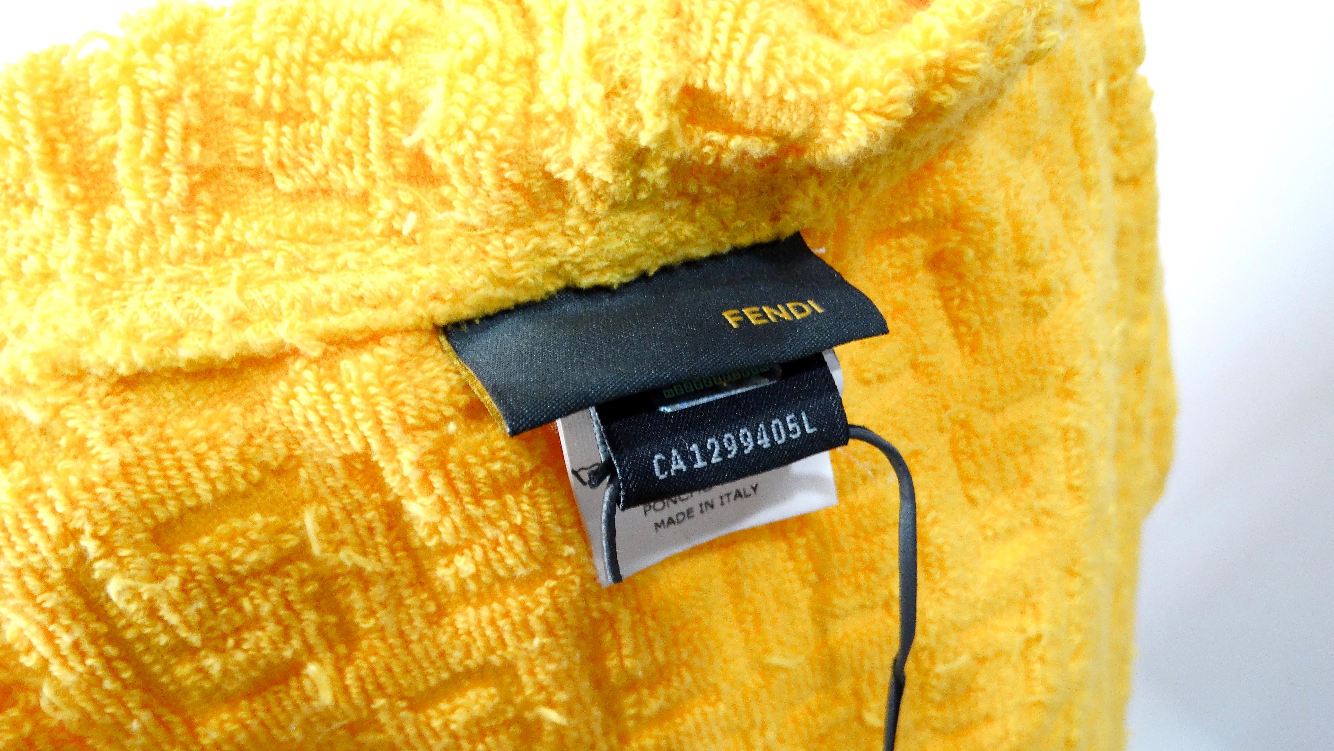 Fendi Logo Yellow Terrycloth Poncho For Sale 5