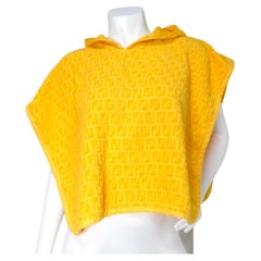 Fendi Logo Yellow Terrycloth Poncho