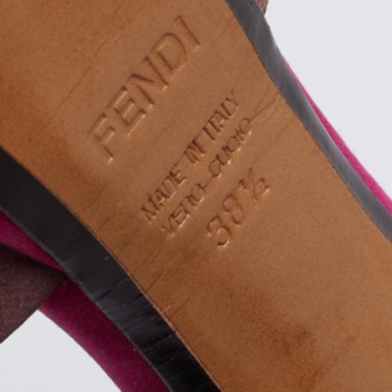 Fendi Magenta/Brown Satin Anemone D'orsay Peep-Toe Platform Pumps Size 38.5 For Sale 2