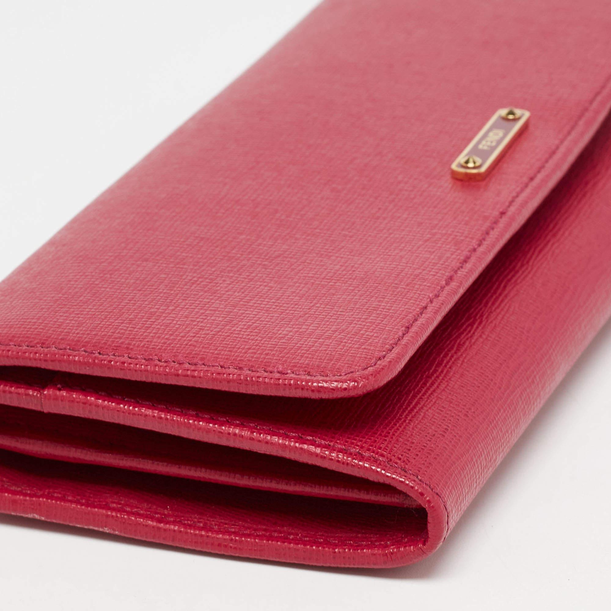 Fendi Magenta Leather Crayons Continental Wallet 6