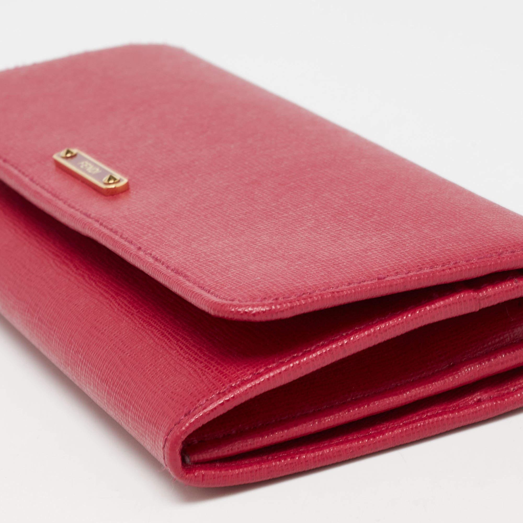 Fendi Magenta Leather Crayons Continental Wallet 7