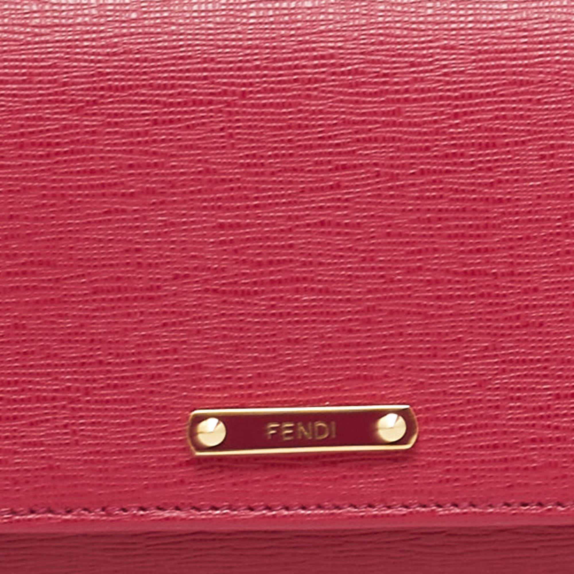 Fendi Magenta Leather Crayons Continental Wallet 8
