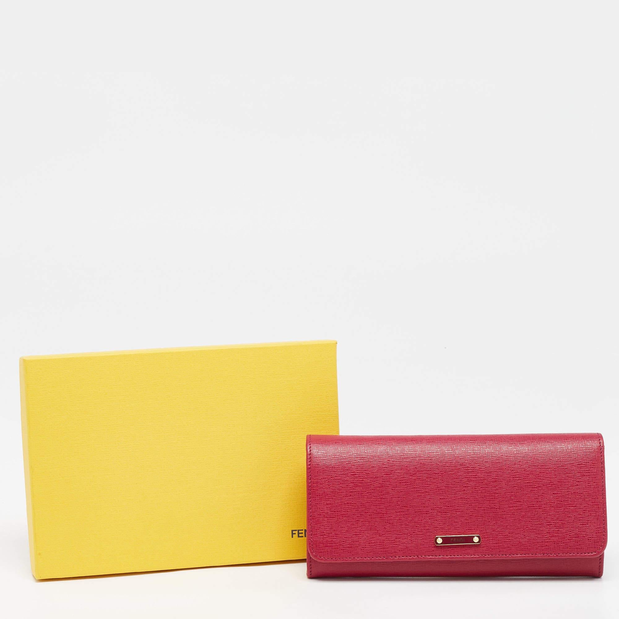 Fendi Magenta Leather Crayons Continental Wallet 9