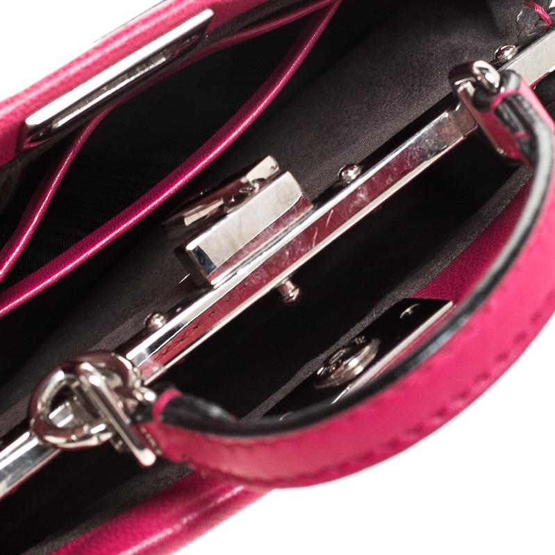 Fendi Magenta Leather Micro Peekaboo Top Handle Bag 3