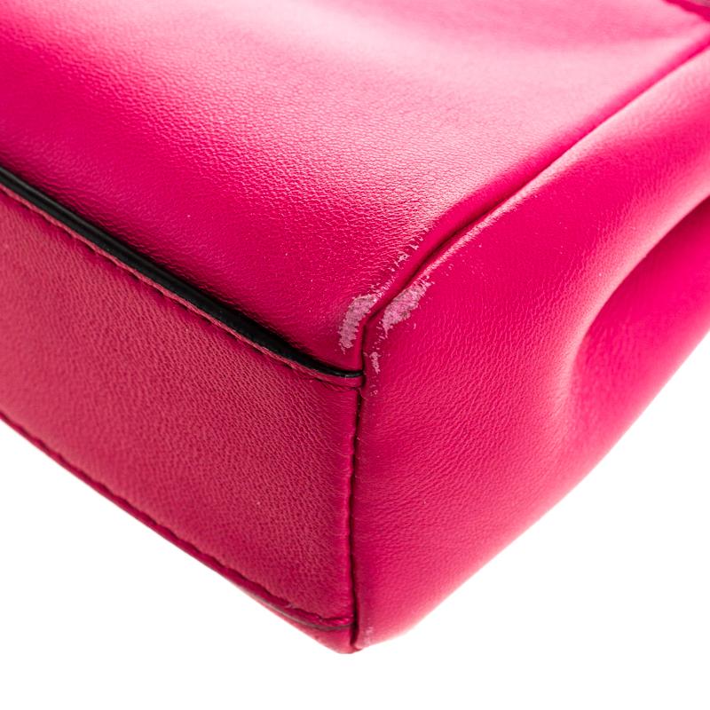 Pink Fendi Magenta Leather Micro Peekaboo Top Handle Bag