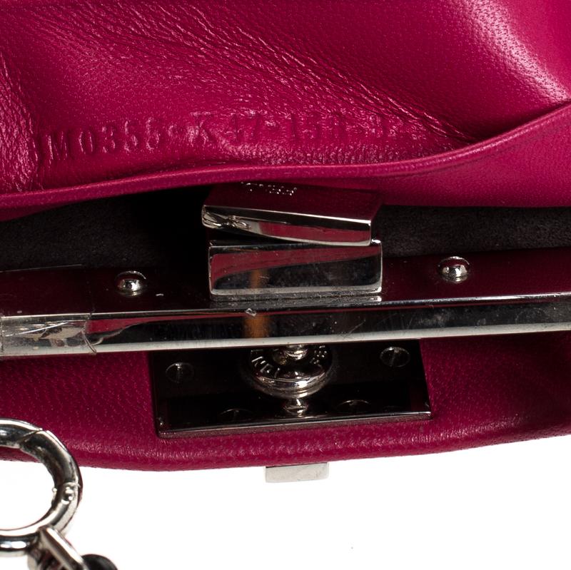 Women's Fendi Magenta Leather Micro Peekaboo Top Handle Bag