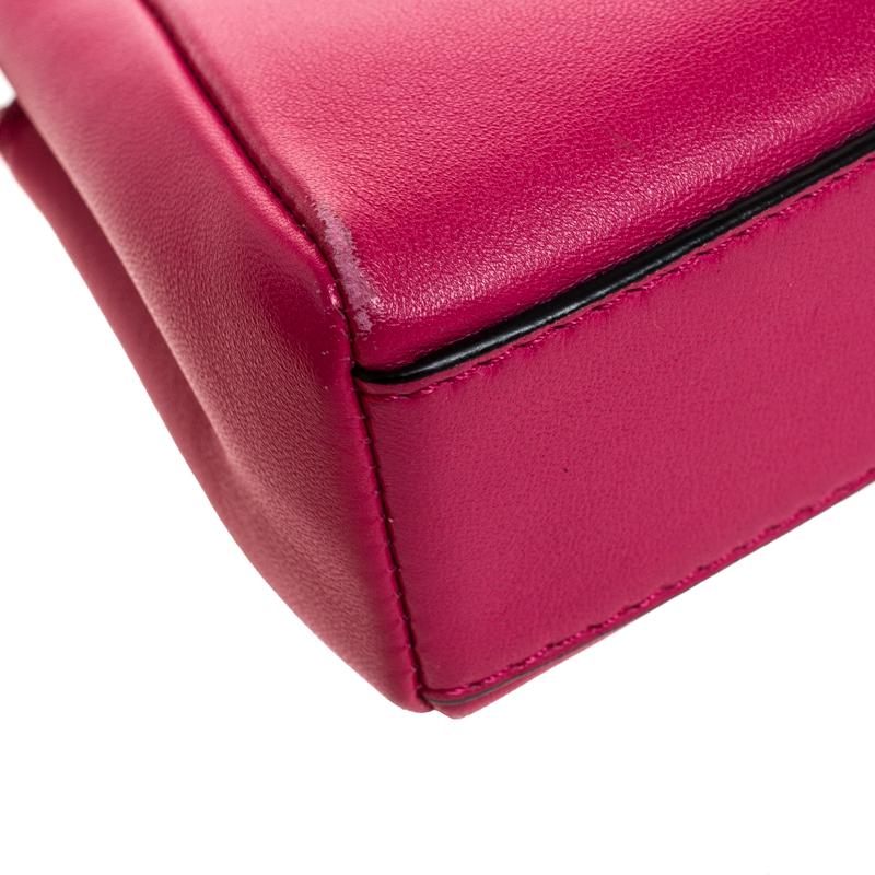 Fendi Magenta Leather Micro Peekaboo Top Handle Bag 1