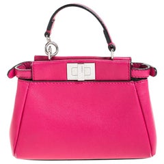 Fendi Magenta Leather Micro Peekaboo Top Handle Bag