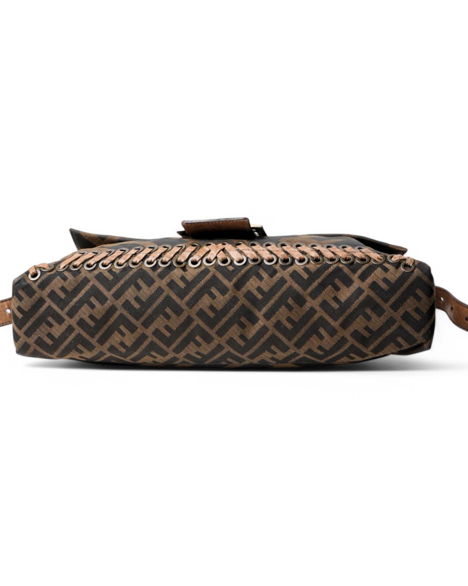 Fendi Mama Baguette XL FF Logomania Marron en vente 5