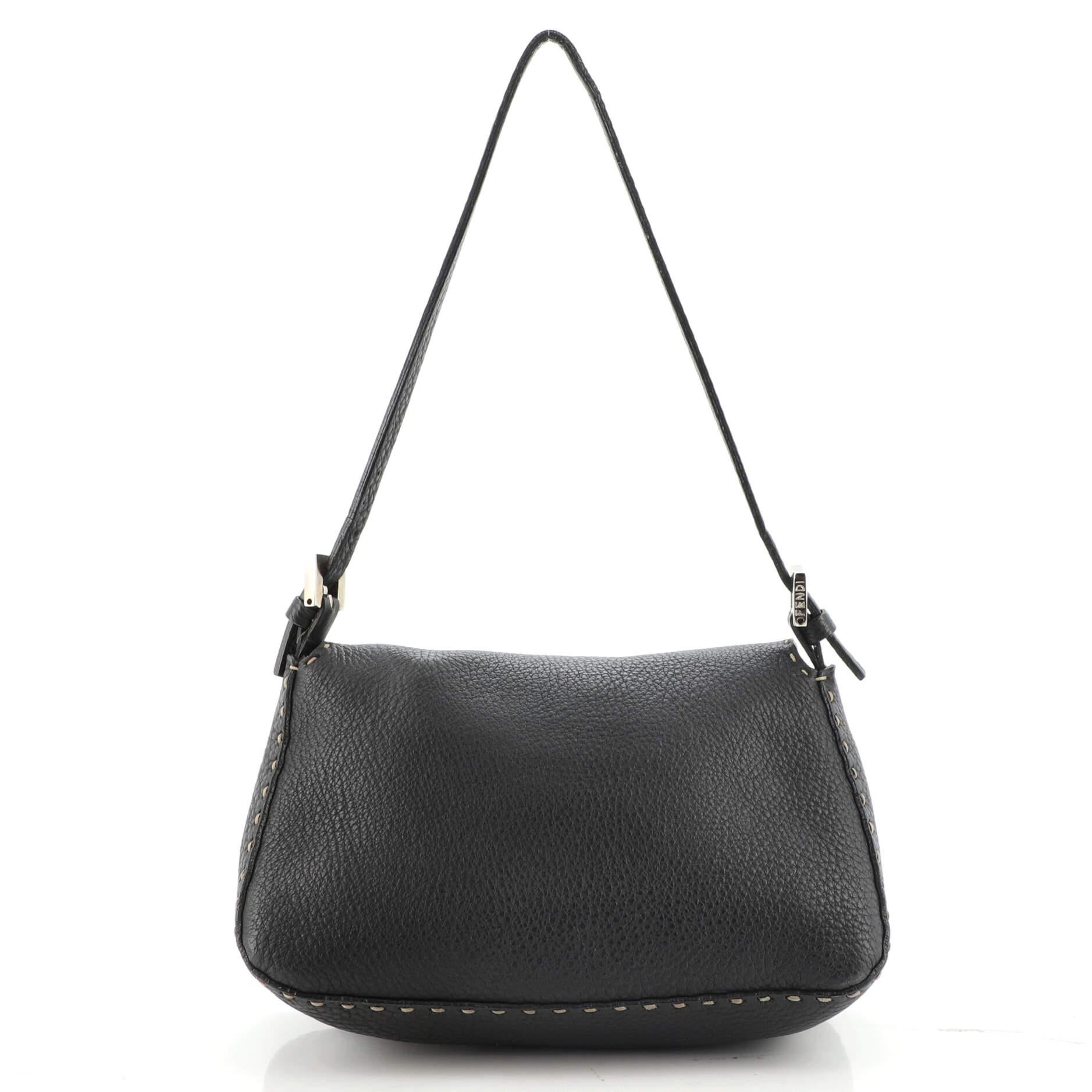 Black Fendi Mama Forever Bag Selleria Leather Mini