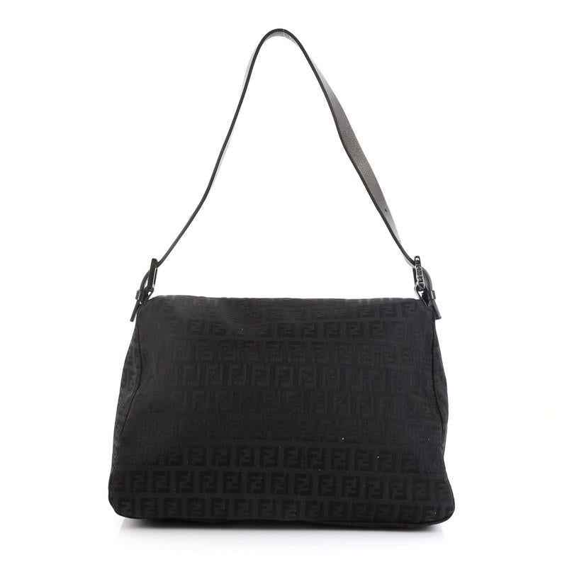 Black Fendi Mama Forever Bag Zucchino Canvas