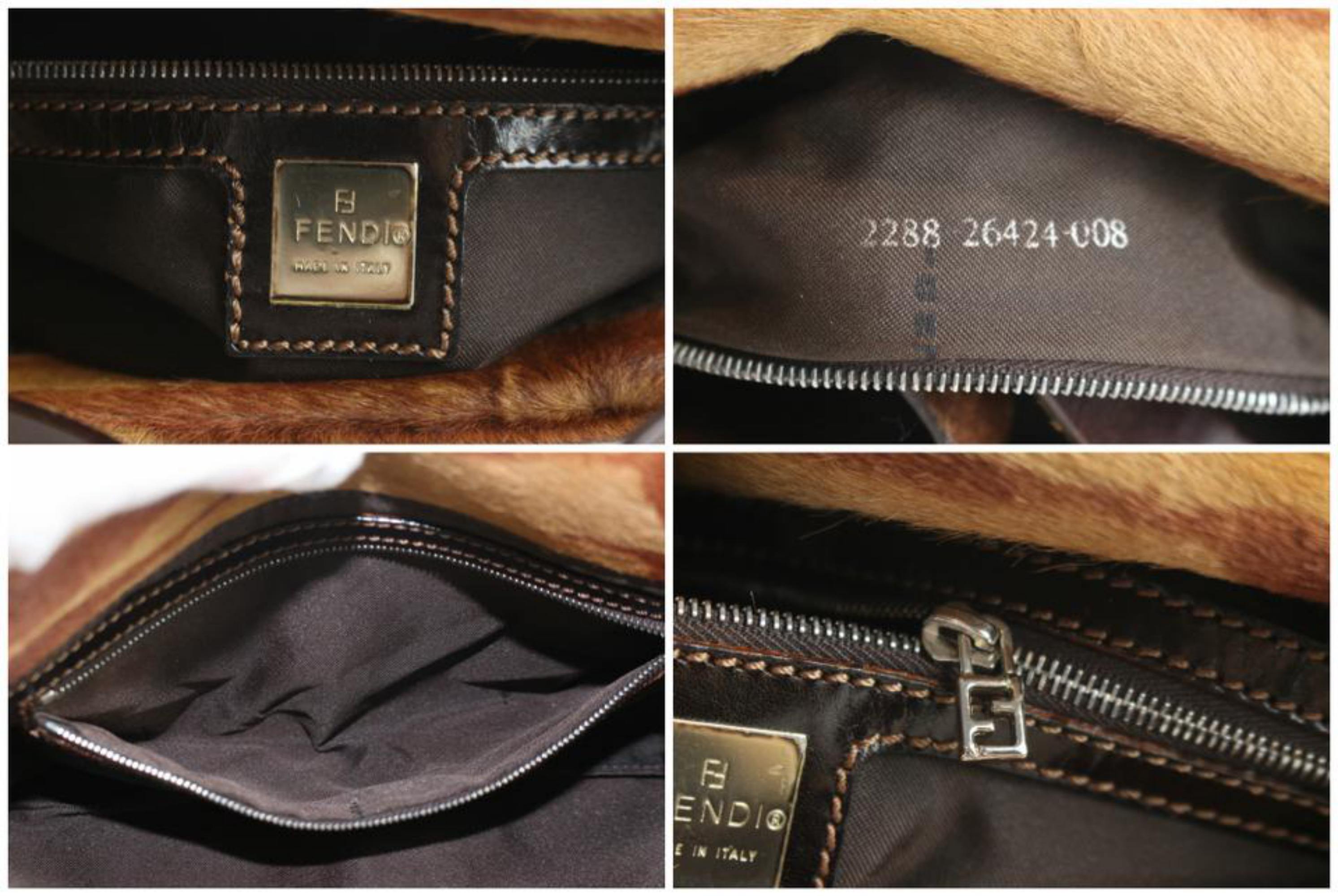 Fendi Mamma Baguette 2fz0824 Brown Fur Shoulder Bag In Good Condition For Sale In Forest Hills, NY