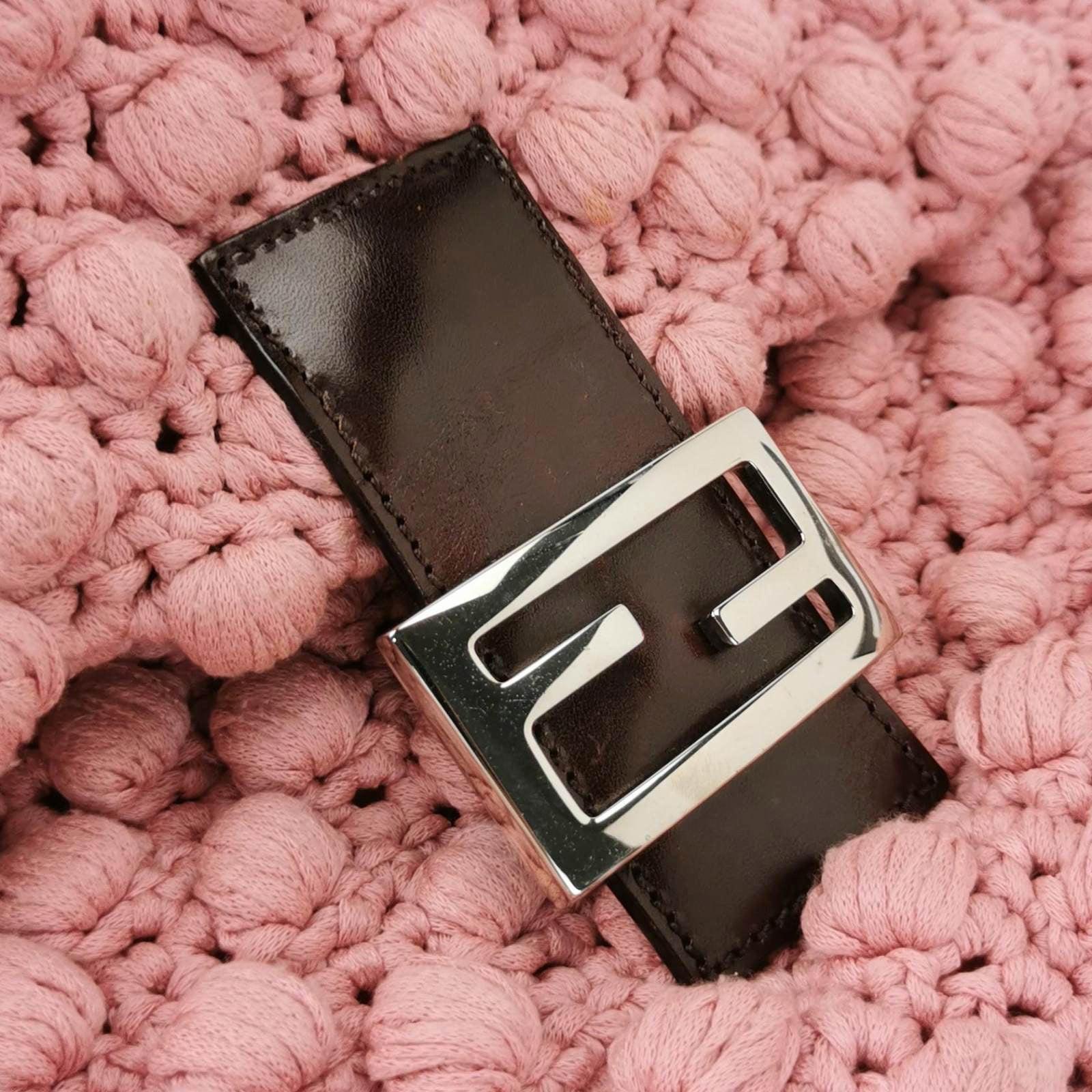 Fendi Mamma Baguette Bag Pink Crochet Shoulder Bag 2